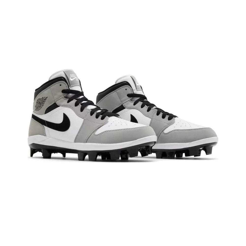 Jordan 1 Retro MCS Men LT Smoke Grey/Black-White Cleats AV5354-012 Size 15 NEW